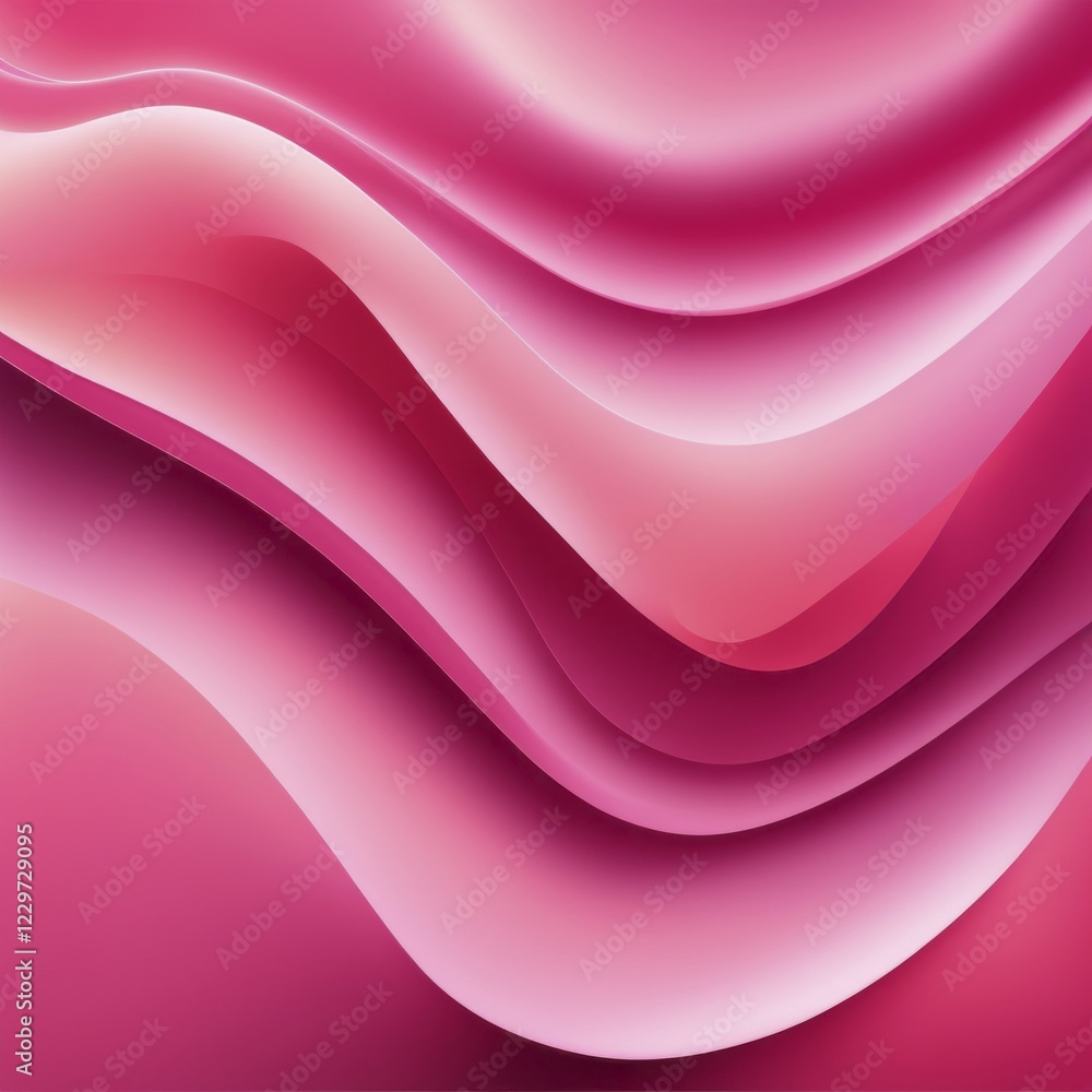 Poster abstract representation of smooth pink layers forming wavy patterns, ai generated
