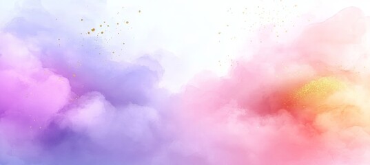 Abstract Pastel Pink, Purple, and Gold Watercolor Background with Delicate Golden Glitter Accents