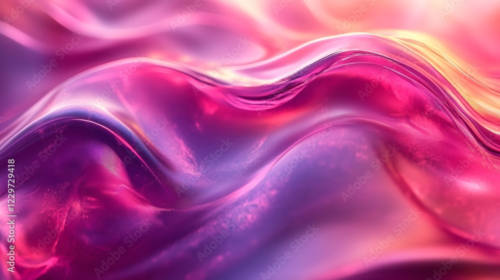 Poster magentatoned abstract 3d background dynamic wavy glass shapes and neon wave elements forming a visua