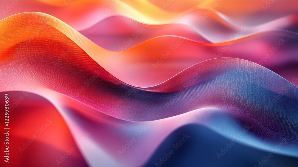 Poster modern 3d art design featuring abstract shapes flowing lines with rich color gradients creating a vi