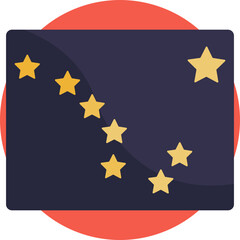 Alaska’s state flag features the Big Dipper and North Star on a deep blue background, representing the state’s northern location and guiding spirit.