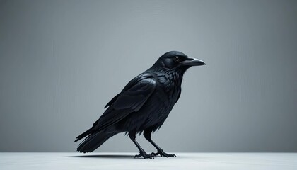 Black bird standing on a surface