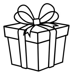 Outlined gift box with a beautifully tied bow
