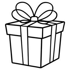 Outlined gift box with a beautifully tied bow