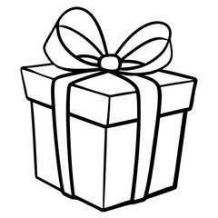 Outlined gift box with a beautifully tied bow