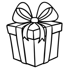 Outlined gift box with a beautifully tied bow