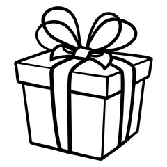 Outlined gift box with a beautifully tied bow