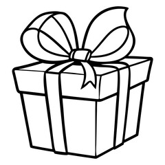 Outlined gift box with a beautifully tied bow