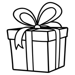 Outlined gift box with a beautifully tied bow