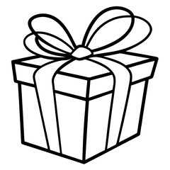 Outlined gift box with a beautifully tied bow
