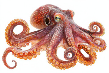 Obraz premium Detailed illustration of an octopus, showcasing its textured skin and eight arms.