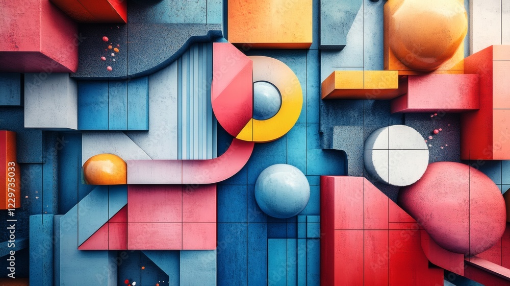 Poster modern 3d background abstract geometric shapes and bold colors blending seamlessly into an artistic 
