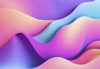 Flowing pastel waves with a gradient of peach, purple, and blue, blending seamlessly in a smooth design, AI generated