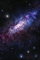 Fototapeta premium Bright nebula with purple and blue hues surrounded by stars in the universe, AI generated