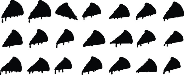 Delicious Melted Pizza Slice silhouette vector 