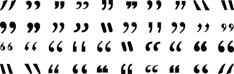 Collection of quotation mark, double quote, single quote, typography, punctuation,grammar icon vector 