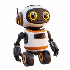 Fototapeta premium happy educational robot with built-in projectors and playful expressions, isolated on a clean white background