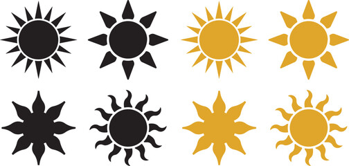 Collection of Black and Gold Sun Icons