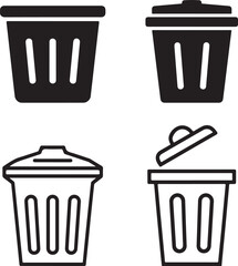 Collection of trash can, garbage can, bin waste bin, dustbin, dumpster icon vector