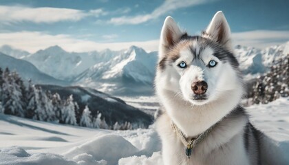 Naklejka premium KI generated, animal, animals, mammal, mammals, biotope, habitat, one, single animal, foraging, wildlife, husky, dog, domestic dogs (Canis lupus familiaris)
