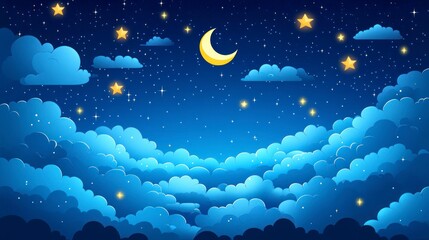 Fototapeta premium Stunning Starry Night Sky Background with Clouds, Moon, and Glimmering Stars for Creative Design Projects