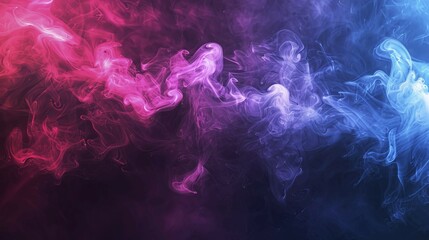Vibrant and lively abstract artwork featuring pink, purple, and blue smoke with a neon glow, AI generated