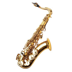 Stunning Gold Saxophone on Transparent Background for Music Themes