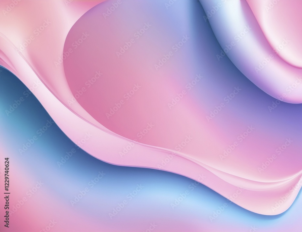 Poster abstract composition of curved pink and blue gradients, creating smooth, wavy shapes with a soft and