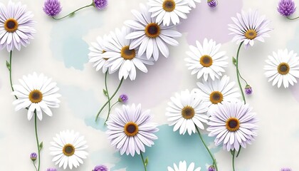 Obraz premium White and Purple Daisies Arranged on a Soft Background