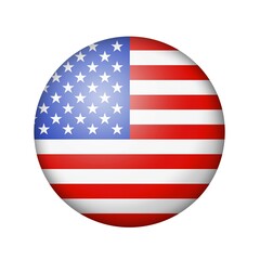 The USA flag. Round matte icon. Isolated on white background