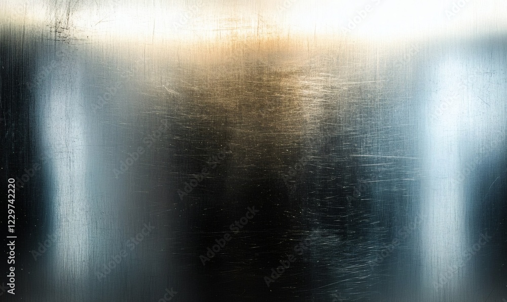 Poster scratched metallic surface with gradient light reflection.