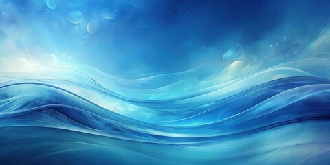 Fototapeta premium Abstract Serene Blue Waves Under a Celestial Sky, Evoking Feelings of Tranquility and Wonder