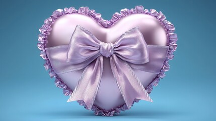 Lovely Lavender Heart Shaped Pillow with a Satin Bow Romantic Gift