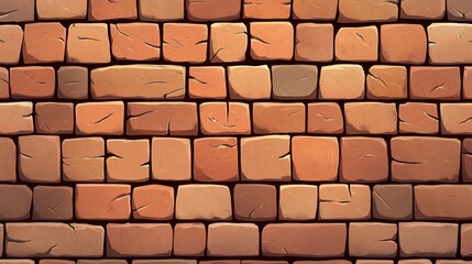 Fototapeta premium Seamless Cartoon Brick Wall Texture Brown Stone Background Pattern Design