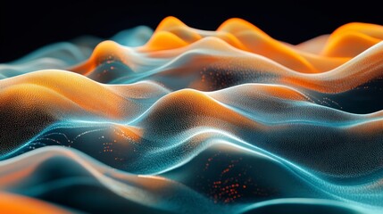 Obraz premium Vibrant Psychedelic Waves in Orange and Teal with Grainy Texture and Depth