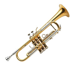 Obraz premium Shiny Brass Trumpet Isolated on White Background for Music Themes