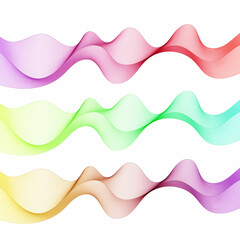 Smooth wave flow. Green wave. Set of abstract design elements. Eps 10