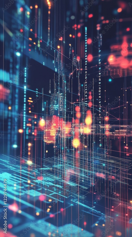 Poster exploring the futuristic landscape of data visualization through digital connectivity