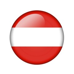 The Austrian flag. Round glossy icon. Isolated on white background