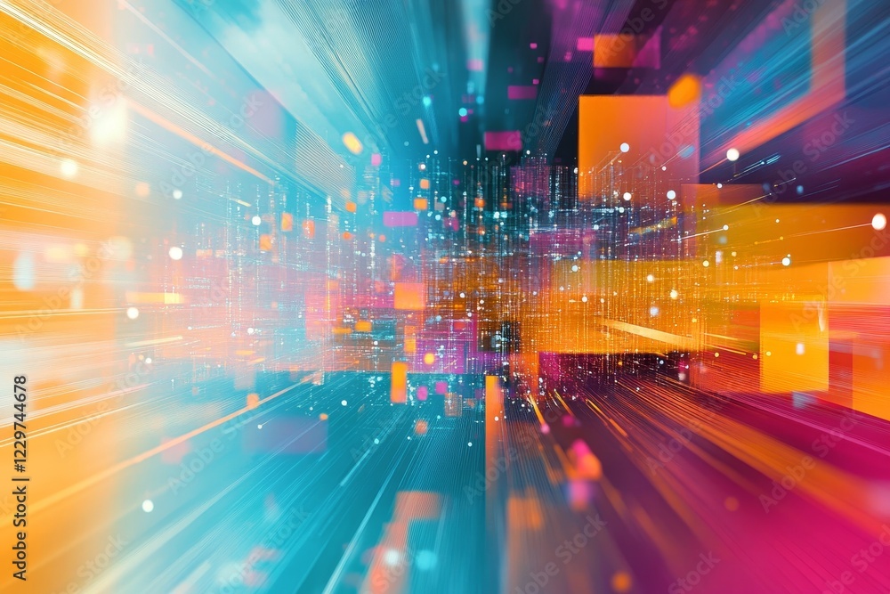 Poster vibrant technology background reflecting dynamic data flow and digital innovation
