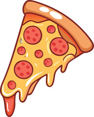 Delicious Pizza Slice Vector: Cheesy Pepperoni Illustration