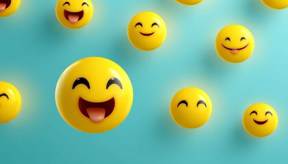 Fototapeta premium smiley balls on blue background