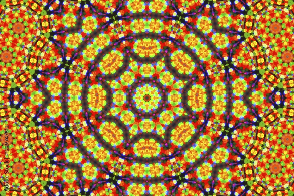 Poster bright abstract background with concentric neon pattern