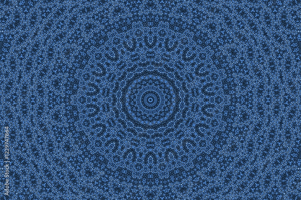Poster blue background with abstract radial pattern