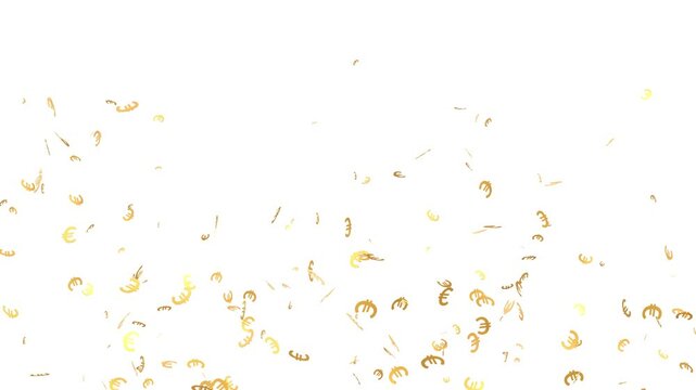 des confettis en forme de symboles Euro qui explosent et retombent