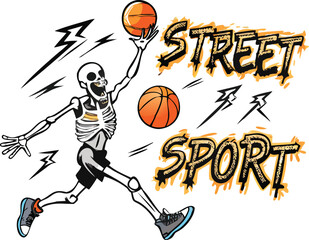 Dynamic Skeleton Basketball Player Artwork