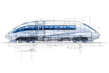 Detailed Blueprint of a Modern High-Speed Train Design Concept