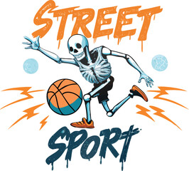 Creative Street Basketball Skeleton Vector