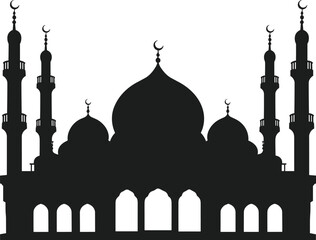 Elegant Islamic Mosque Silhouette Vector – Stunning Muslim Architecture for Religious Designs