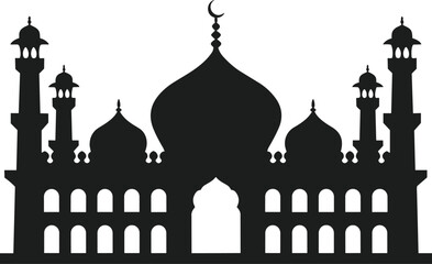 Islamic Mosque Silhouette Vector – Elegant Muslim Architecture for Religious Art